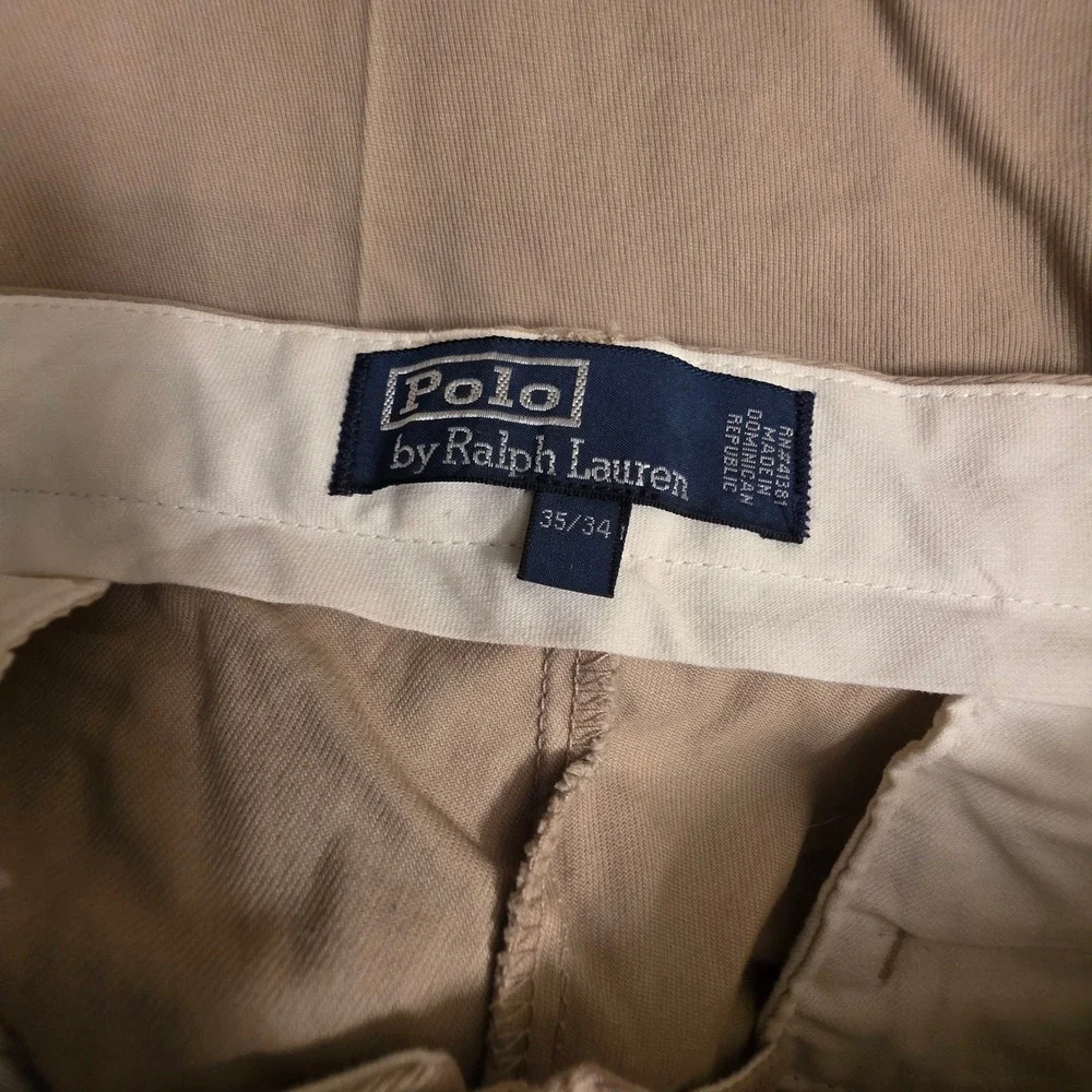 Vintage Polo Ralph Lauren Khaki Pleated Chino Pants Mens 35x34 Tan Old Money